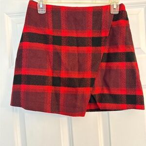 Abercrombie & Fitch Red and Black Plaid Mini Skirt